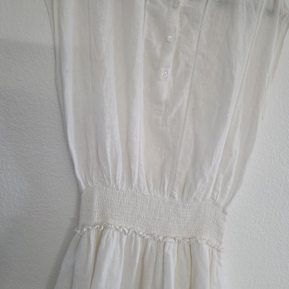 Rails Angelina White Lace Detail Dress Linen Rayon Womens Size Medium - Picture 3 of 12
